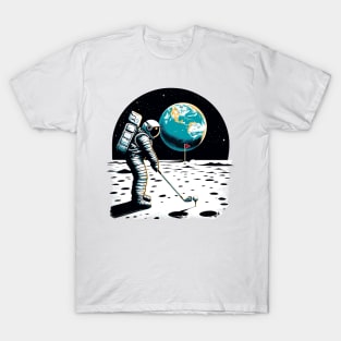 Golf Novelty Funny Astronaut Golfing Funny Golf T-Shirt